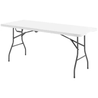 Outsunny 6ft Folding Table, Portable Plastic Camping Table with Carrying Handle, Outdoor Indoor Picnic Table for Party, BBQ(m-2)