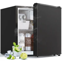 HOMCOM 1.62 Cu Ft Single Door Mini Fridge, Compact Refrigerator with Freezer, Adjustable Thermostat, Black(m-13)