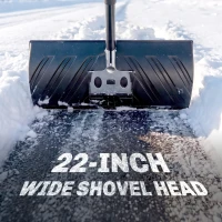Outsunny 2-in-1 Snow Shovel and Ice Scraper, 22" Heavy Duty Snow Pusher with Metal Wear Strip, Ergonomic Handle for Driveway(m-5)