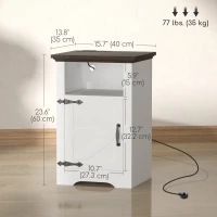 HOMCOM Set of 2 Side Tables, Night Stands with Charging Outlets, White(m-4)