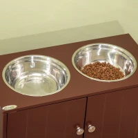 PawHut Elevated Dog Bowls with Storage Cabinet, Raised Dog Bowl Stand Pet Food Bowl Dog Feeding Station, Brown(m-8)