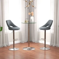 HOMCOM High Top Bar Table, Round Kitchen Table with Tempered Glass Top and Steel Base, Bistro Table for 2 People, Clear(m-8)