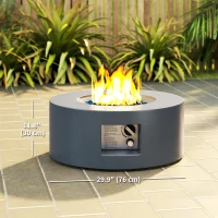 Outsunny 30" Round Propane Fire Pit Table 50,000 BTU Outdoor Gas Fire Table with Waterproof Cover, Decorative Glass Rocks, Tank Holder, Grey(m-3)