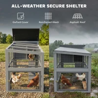 PawHut Large Chicken Coop, Wooden Hen House with Covered Run, Nesting Box, Pull-Out Tray, Opening Asphalt Roof(m-5)