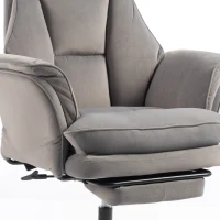HOMCOM Cross Legged Office Chair with Footrest, 396 lbs Reclining Computer Desk Chair with High Back, Flip-up Armrests, Grey(m-12)