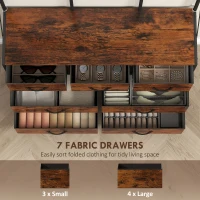 HOMCOM 4-In-1 Coat Rack with 7 Drawer Fabric Dresser, Hall Tree with 14 Hooks for Hallway, Entryway, Rustic Brown(m-6)