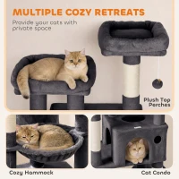 PawHut 79" Extra Large Cat Tree Tower with Dual Baseboard for Large Adult Big Cats, Dark Gray(m-6)
