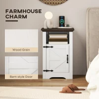 HOMCOM Set of 2 Side Tables, Night Stands with Charging Outlets, White(m-7)