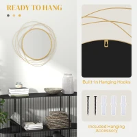 HOMCOM 25.6" Circle Mirror for Wall, Modern Metal Wall Art for Living Room, Bedroom and Dining Room, Gold(m-5)