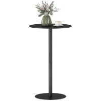 HOMCOM Round Bar Table for 2, Modern Pub Table with Steel Frame, Easy Assembly for Small Space Home Bar Cocktail Bistro, Black(m-9)