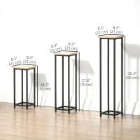 Outsunny 3 Packs Plant Stand Indoor, Metal Plant Stand Outdoor Plant Rack, Decorative Flower Display Holder for Patio Garden(m-3)