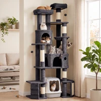 PawHut 79" Extra Large Cat Tree Tower with Dual Baseboard for Large Adult Big Cats, Dark Gray(m-8)