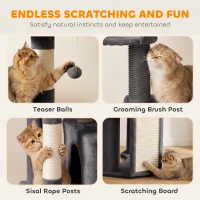 PawHut 79" Extra Large Cat Tree Tower with Dual Baseboard for Large Adult Big Cats, Dark Gray(m-7)