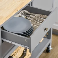 HOMCOM Rolling Kitchen Island Cart, Utility Trolley Cart with 2 Drawers, Towel Rack, Gray(m-9)