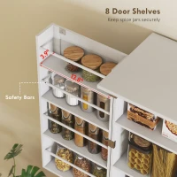 HOMCOM Farmhouse Kitchen Pantry, 72" Tall Pantry Cabinet with 4 Barn Doors, 4 Adjustable Shelves and 8 Door Shelves, White(m-5)