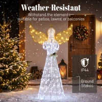 Outsunny 5ft Lighted Christmas Praying Angel Decoration with 180 LED Lights, 8 Modes, Daily Timer, for Sheltered Patio, Yard(m-7)