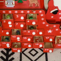 HOMCOM Wooden Christmas Advent Calendar with 24 Countdown Drawers, Reusable Holiday Decor Xmas Gift for Kids Adults, Red(m-9)