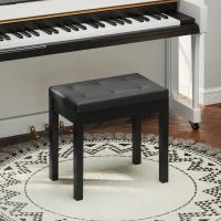 HOMCOM Faux Leather Keyboard Bench, Piano Bench with Storage and Padded Cushion, Black(m-1)
