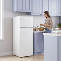 HOMCOM 7.7 Cu. Ft. Mini Fridge with Freezer, Compact Refrigerator with Adjustable Thermostat, Reversible Door, White(m-8)