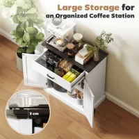 HOMCOM Sideboard Buffet, Modern Storage Cabinet with 2 Doors and Adjustable Shelf, White(m-4)