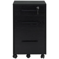 HOMCOM Lockable Vertical File Cabinet with Lock, 3 Drawer Filing Cabinet with Hanging Bars for Letter and A4 Size, Black(m-2)