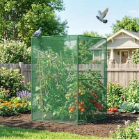 Outsunny 4' x 4' Walk-in Greenhouse, Garden Planting Warm House With Roll-Up Zipper Door for Seedlings Herbs Flowers, Dark Green(m-8)