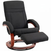 HOMCOM Manual Recliner Chair for Adults, Adjustable Swivel Recliner with Footrest, Padded Arms and Wood Base for Living Room, Black(m-1)
