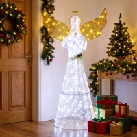 Outsunny 5ft Lighted Christmas Praying Angel Decoration with 180 LED Lights, 8 Modes, Daily Timer, for Sheltered Patio, Yard(m-1)