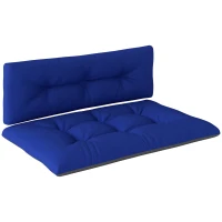 Outsunny 2 Seater Pallet Cushions Outdoor 3.9" Thick Replacement Cushions - Tufted Design for Garden, Patio, Navy Blue(m-1)