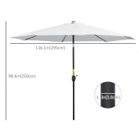 Outsunny 10' x 8' Round Market Umbrella, Patio Umbrella with Crank Handle and Tilt, Outdoor Parasol for Garden, White(m-3)