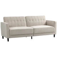 HOMCOM Convertible Bed with Couch, Button Tufted Fabric Sofa Bed with Adjustable Back for Living Room, Beige(m-9)