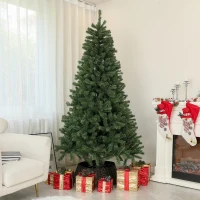 HOMCOM 7.5ft Artificial Christmas Trees with Auto Open and Steel Base, Green(m-8)