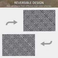 Outsunny Reversible Outdoor RV Rug, Patio Floor Mat, 6' x 9' Plastic Straw Rug for Backyard, Deck, Beach, Camping, Black & White(m-6)