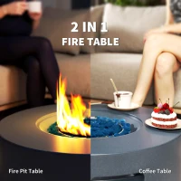 Outsunny 30" Round Propane Fire Pit Table 50,000 BTU Outdoor Gas Fire Table with Waterproof Cover, Decorative Glass Rocks, Tank Holder, Grey(m-4)