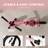 Qaba Balance Bike, Baby Bike with Lighting Wheels, Adjustable Seat and Handlebar, Steering for 2-5 Years Old, Pink(m-6)