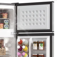 HOMCOM 7.7 Cu. Ft. Mini Fridge with Freezer, Compact Refrigerator with Adjustable Thermostat, Reversible Door, Silver(m-10)