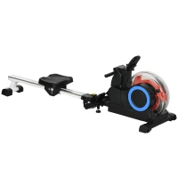 Soozier Foldable Rower Machine, Water Rowing Machine with Wheels, LCD Monitor and Tablet Holder for Cardio Training, Blue(m-1)