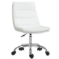 Vinsetto Armless Office Chair Ergonomic Computer Desk Chair Mid-Back Upholstered Task Chair with PU Leather, Adjustable Height and Swivel Seat, White(m-1)