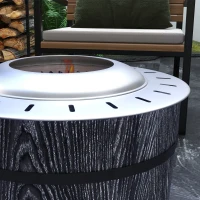Outsunny Smokeless Fire Pit, Portable Camping Bonfire Stove with Mat for Backyard, Patio, Picnic, Magnesium Oxide, Black(m-9)