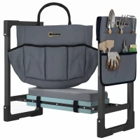 Outsunny Garden Kneeler and Seat, Heavy Duty Foldable Gardening Stool with Thicker Soft Kneeling Pad, Extendable Steel Leg(m-1)