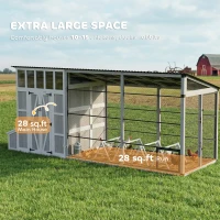 PawHut Large Chicken Coop for 10-15 Hens, Walk-in Outdoor Chicken House with Run, Nesting Box, Waterproof Roof, Perches(m-4)