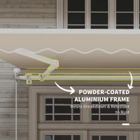 Outsunny 12' x 10' Retractable Awning Patio UV Resistant Fabric and Aluminum Frame for Deck, Balcony, Yard, Cream White(m-6)