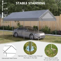 Outsunny 10' x 20' Party Tent and Carport, Height Adjustable Portable Garage, Outdoor Canopy Tent 8 Legs without Sidewalls for Car, Truck, Boat, Motorcycle, Bike, Garden Tools, Gray(m-6)