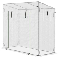 Outsunny 6.6' x 2.5' x 5.5' Patio Hot House, Walk-in Garden Greenhouse with Steel Frame, Door, Window for Balcony, Patio, White(m-11)