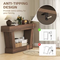 HOMCOM 63 Inch Vintage Console Table, Narrow Entryway Table with Open Shelf for Living Room, Brown(m-6)