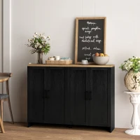 HOMCOM Modern Sideboard Buffet Cabinet, Modern Kitchen Storage Cabinet with 4 Doors Adjustable Shelves, for Dining Room, Black(m-1)