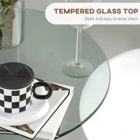 HOMCOM High Top Bar Table, Round Kitchen Table with Tempered Glass Top and Steel Base, Bistro Table for 2 People, Clear(m-5)