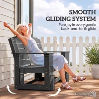 Outsunny Patio Glider Bench w/ HDPE Slatted Double Rocking Chair, Black(m-4)