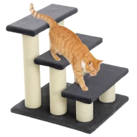 PawHut Cat Trees 3 Tier Pet Stairs Dog Cat 3 Steps Kitty Scratching Post Cat Scratch Furniture Dark Grey(m-13)