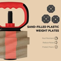Soozier 6-in-1 Adjustable Dumbbell Set, Used as Kettlebell, Barbell, Dumbbell, Push-Up Stand, 44lbs Free Weights Set, Red(m-7)